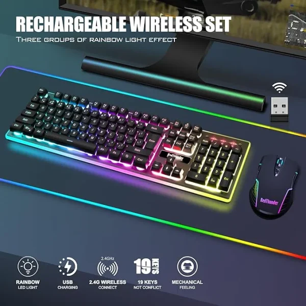 کیبورد و ماوس بی سیم گیمینگ RedThunder مدل K10 - تصویر 5